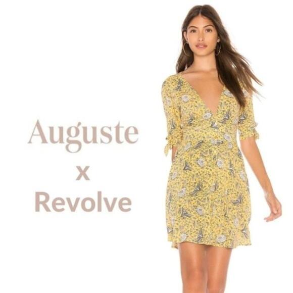 AUGUSTE Dresses & Skirts - AUGUSTE X REVOLVE Valentina Boho Mini Dress in Floral Bird Yellow US Size 2